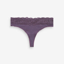 Load image into Gallery viewer, Pink/Purple/Cream Thong Cotton and Lace Knickers 4 Pack
