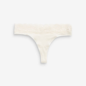 Pink/Purple/Cream Thong Cotton and Lace Knickers 4 Pack