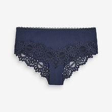 Load image into Gallery viewer, Navy Blue Lace Top Rib Knickers
