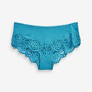 Blue Lace Top Rib Knickers