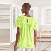 Load image into Gallery viewer, Lime Green Short Sleeve Broderie T-Shirt
