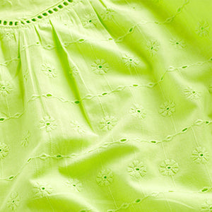 Lime Green Short Sleeve Broderie T-Shirt