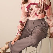 Load image into Gallery viewer, Pink Smudge Long Sleeve Crew Neck Cuff Blouse
