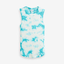 Load image into Gallery viewer, Blue Tie Dye Ribbed Racer Tank Vest Top
