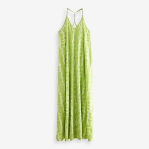 Lime Tie Dye Cami Strappy Maxi Summer Dress