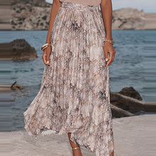 Load image into Gallery viewer, Snake Print Asymmetric Pleated Midi Skirt
