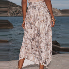 Load image into Gallery viewer, Snake Print Asymmetric Pleated Midi Skirt
