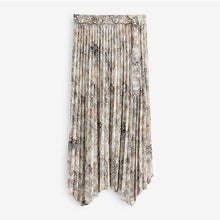 Load image into Gallery viewer, Snake Print Asymmetric Pleated Midi Skirt
