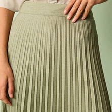 Load image into Gallery viewer, Green Khaki Pleated Midi Skirt
