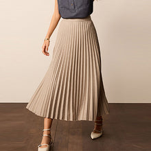 Load image into Gallery viewer, Natural Pleated Midi Skirt
