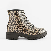 Load image into Gallery viewer, Leopard Print Warm Lined Lace-Up Boots (Older Girls)
