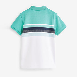 Mint Green Stripe Short Sleeve Polo Shirt (3-12yrs)