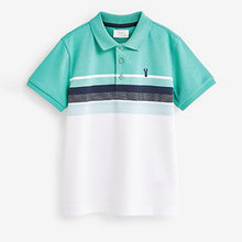 Load image into Gallery viewer, Mint Green Stripe Short Sleeve Polo Shirt (3-12yrs)
