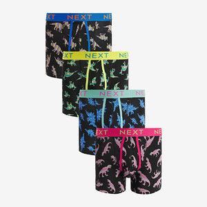 Black Pattern Dino A-Front Boxers 4 Pack