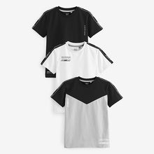 Load image into Gallery viewer, Black/White Taped Colourblock Short Sleeve T-Shirts 3 Pack (3-12yrs)
