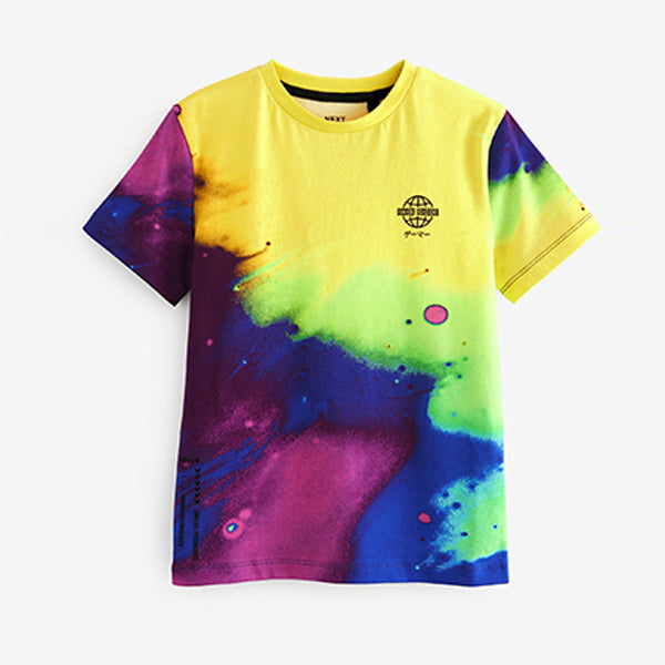 Yellow/Blue Splat All-Over Print Short Sleeve T-Shirt (3-12yrs)