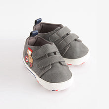 Load image into Gallery viewer, Charcoal Grey Tractor Two Strap Baby Trainers (0-24mths)
