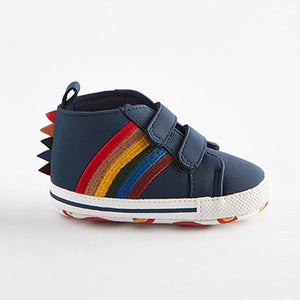 Navy Blue Rainbow Easy Fastening Baby Boots (0-24mths)