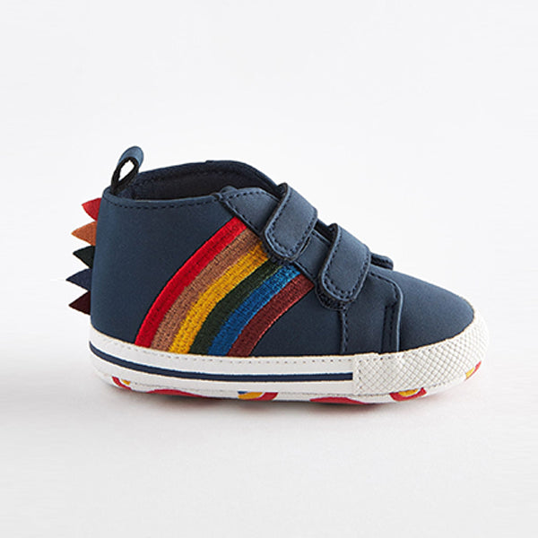 Navy Blue Rainbow Easy Fastening Baby Boots (0-24mths)