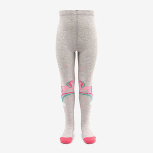 Blue, Pink and Grey 3 Pack Cotton Rich Unicorn Tights (1.5yrs-10yrs)