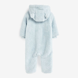 Light Blue Cosy Fleece Bear Baby Pramsuit (0mths-18mths)