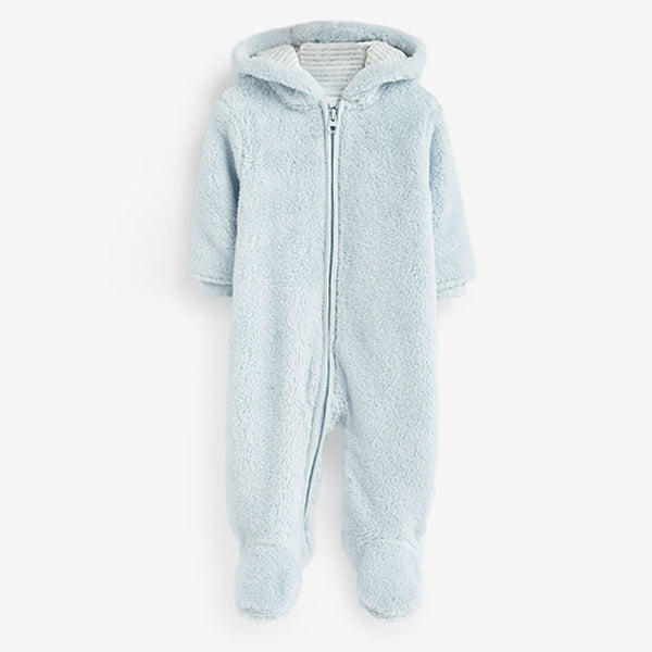 Light Blue Cosy Fleece Bear Baby Pramsuit (0mths-18mths)