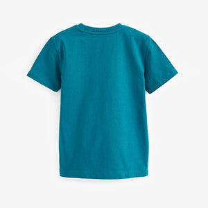 Blue Deep Teal Cotton Short Sleeve T-Shirt (3-12yrs)