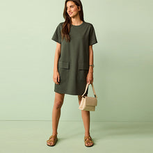 Load image into Gallery viewer, Khaki Green Utility Pocket Detail Midi Cargo Dress
