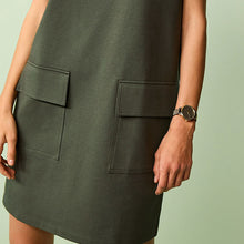 Load image into Gallery viewer, Khaki Green Utility Pocket Detail Midi Cargo Dress
