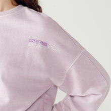 Load image into Gallery viewer, Purple Purple Washed Dropped Shoulder Amour Back Graphic Sweatshirt
