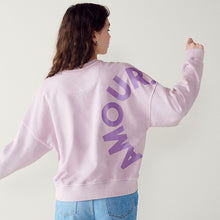 Load image into Gallery viewer, Purple Purple Washed Dropped Shoulder Amour Back Graphic Sweatshirt
