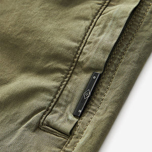 Khaki Green Regular Tapered Fit Stretch Utility Cargo Trousers