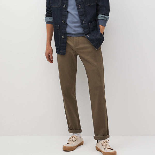 Mushroom Brown Straight Fit Stretch Chino Trousers