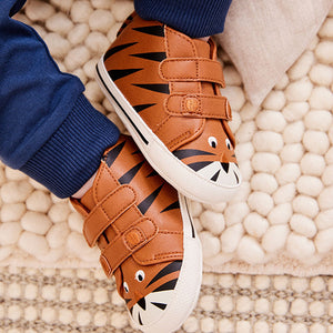 Tan Brown Tiger Easy Fastening Baby Boots (0-24mths)