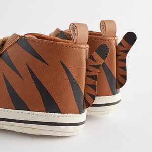 Tan Brown Tiger Easy Fastening Baby Boots (0-24mths)