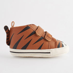 Tan Brown Tiger Easy Fastening Baby Boots (0-24mths)