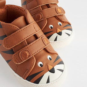 Tan Brown Tiger Easy Fastening Baby Boots (0-24mths)