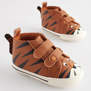 Tan Brown Tiger Easy Fastening Baby Boots (0-24mths)