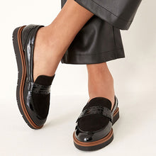 Load image into Gallery viewer, Black Forever Comfort® Brogue Detail Chunky Sole Loafers
