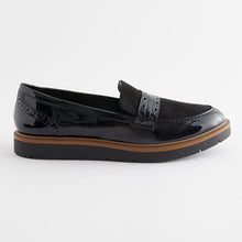 Load image into Gallery viewer, Black Forever Comfort® Brogue Detail Chunky Sole Loafers
