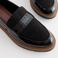 Load image into Gallery viewer, Black Forever Comfort® Brogue Detail Chunky Sole Loafers

