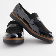 Load image into Gallery viewer, Black Forever Comfort® Brogue Detail Chunky Sole Loafers
