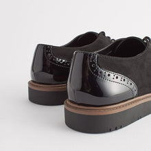 Load image into Gallery viewer, Black Standard/Wide Fit Forever Comfort® Brogue Lace Up Chunky Sole Shoes
