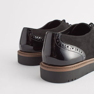 Black Standard/Wide Fit Forever Comfort® Brogue Lace Up Chunky Sole Shoes