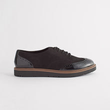Load image into Gallery viewer, Black Standard/Wide Fit Forever Comfort® Brogue Lace Up Chunky Sole Shoes
