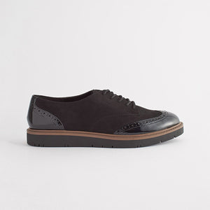 Black Standard/Wide Fit Forever Comfort® Brogue Lace Up Chunky Sole Shoes