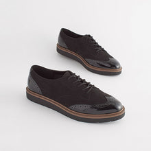 Load image into Gallery viewer, Black Standard/Wide Fit Forever Comfort® Brogue Lace Up Chunky Sole Shoes
