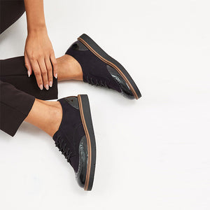 Black Standard/Wide Fit Forever Comfort® Brogue Lace Up Chunky Sole Shoes