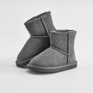 Grey Warm Lined Suede Slipper Boots (Older Boys)