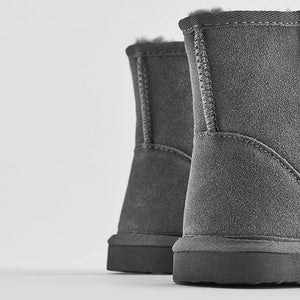 Grey Warm Lined Suede Slipper Boots (Older Boys)